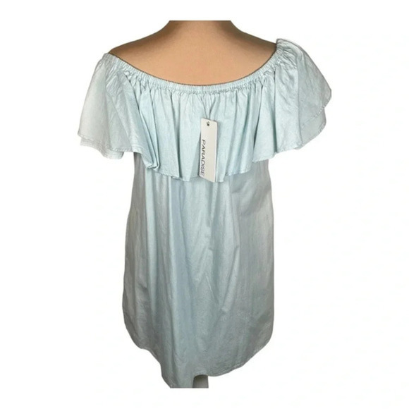 Paradise Off‎ The Shoulder Light Blue Ruffle Dress Small - Picture 2 of 7
